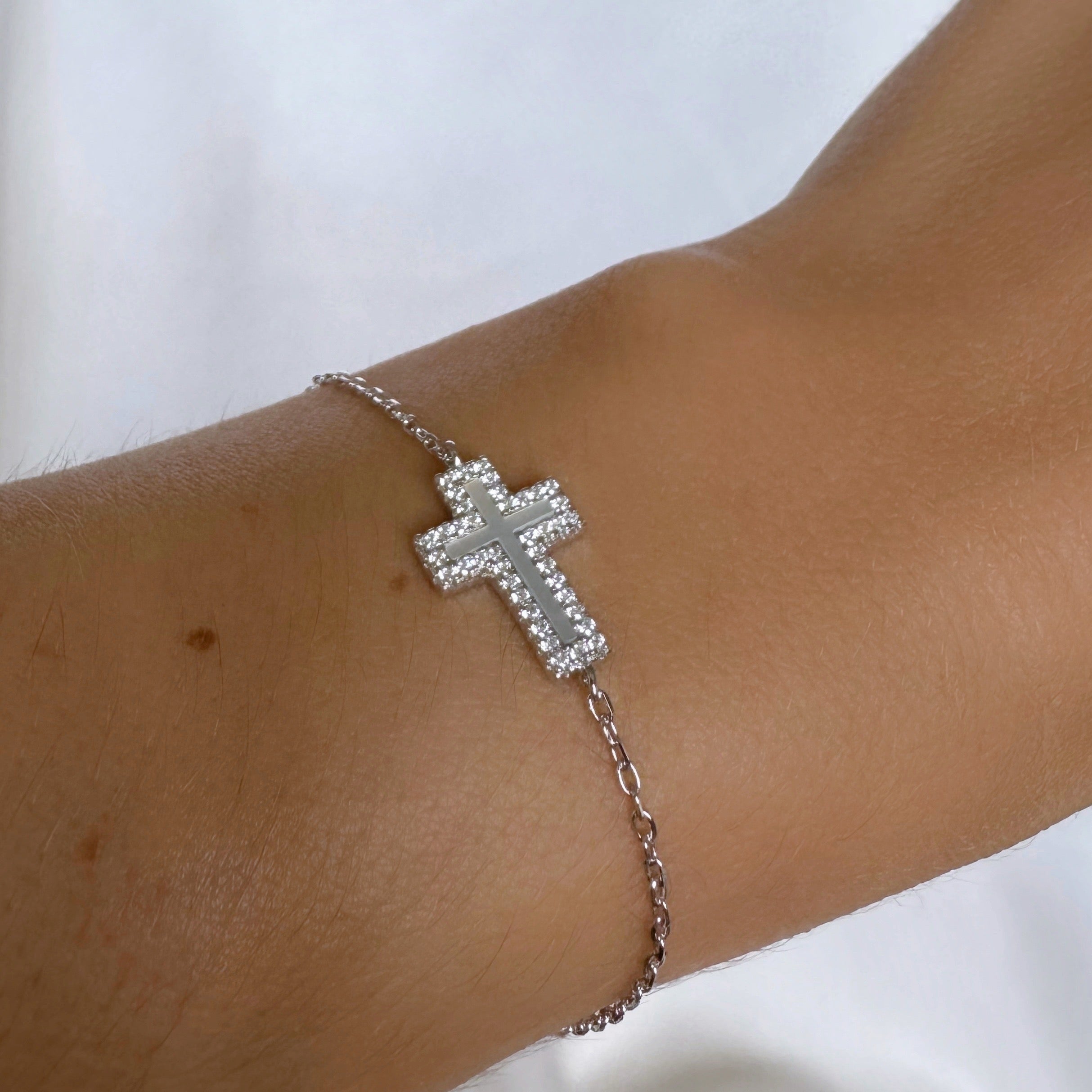 Bracelet « Croix nacre » argent 925