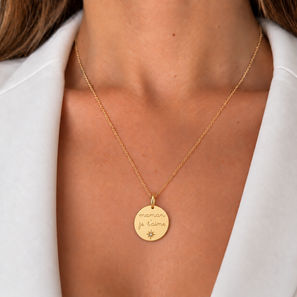 Collier "Maman je t'aime" plaqué or