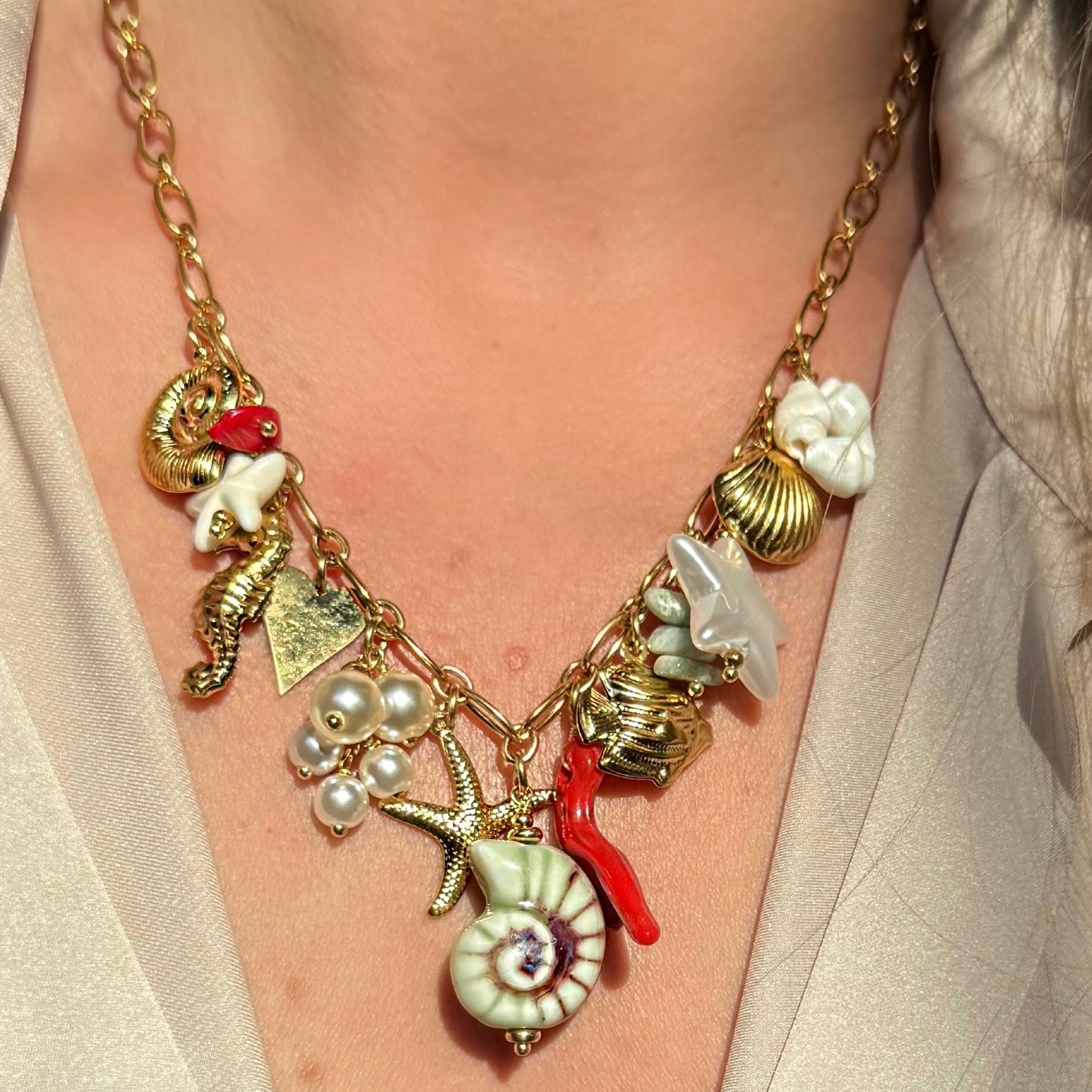 Collier « Pampilles coquillages monde marin »