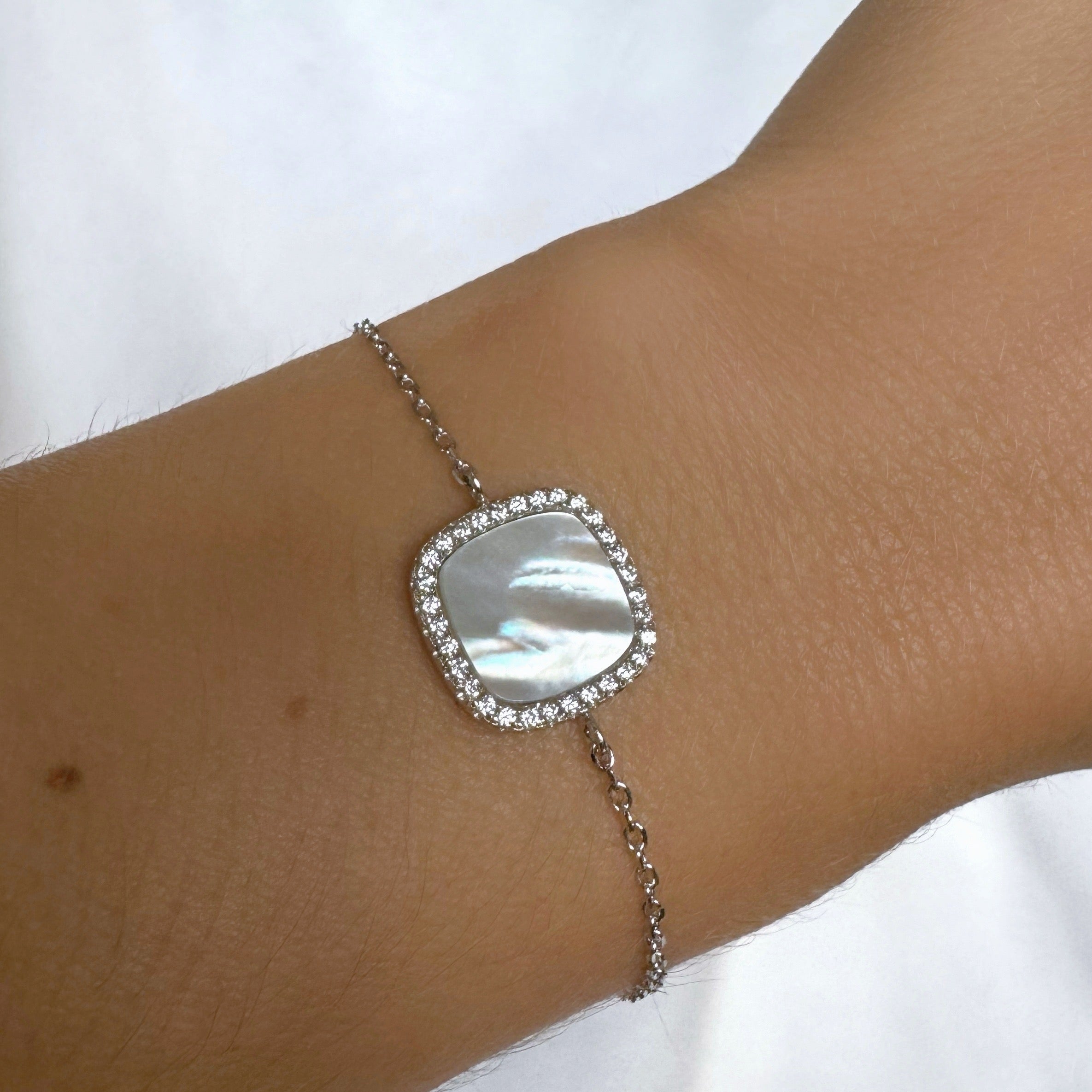 Bracelet « Nacre sertie » argent 925