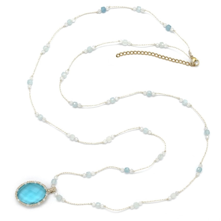 Sautoir Quartz bleu – Élégance fine & pierre naturelle