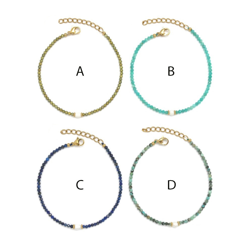 Bracelet Perlé – Pierres Naturelles & Fil Doré