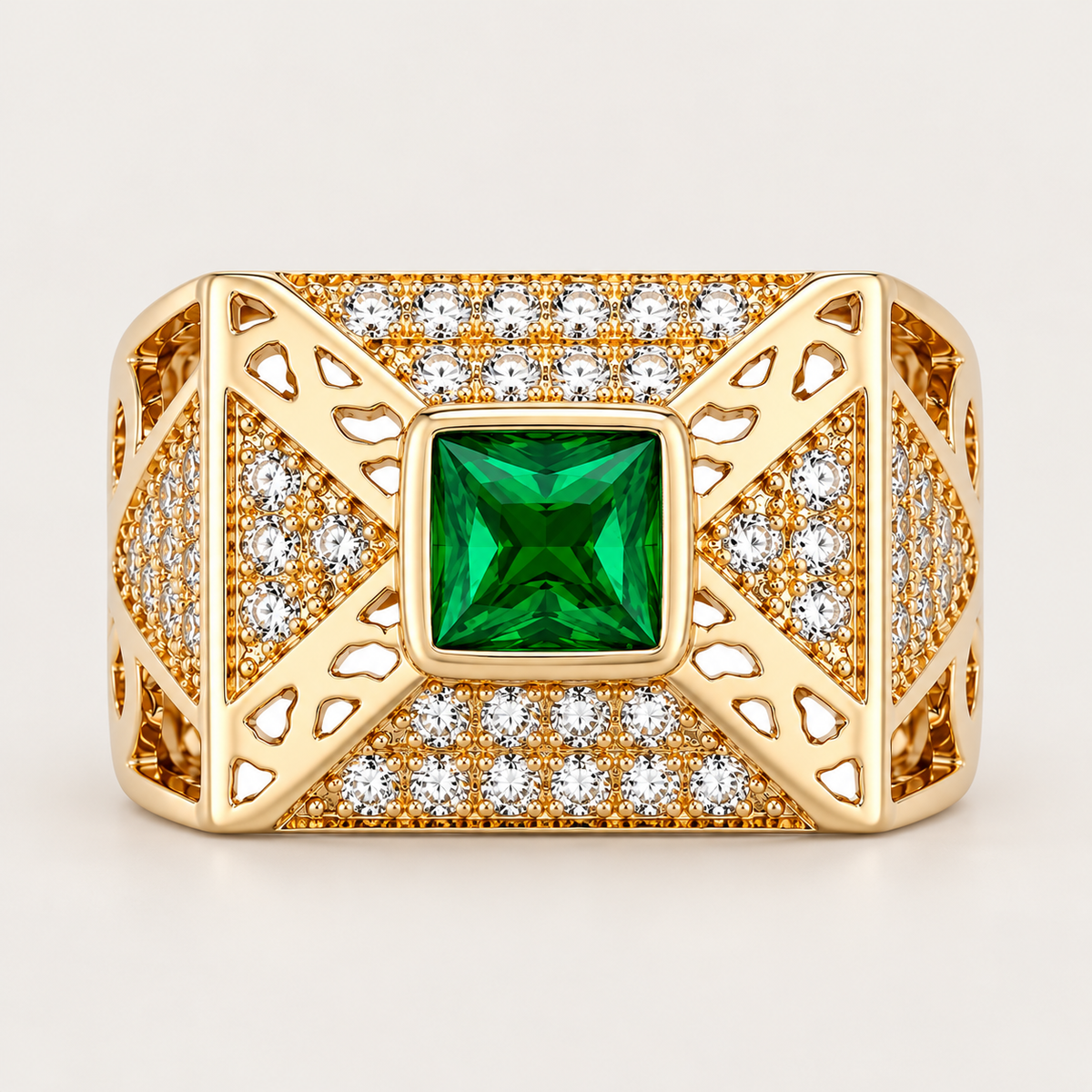 Bague « Chevalière Statement » plaqué or