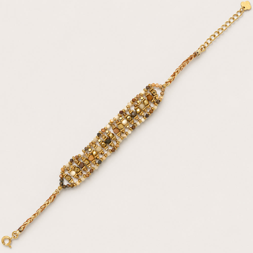 Bracelet « Manchette Tressé – Jaspe Paysage »