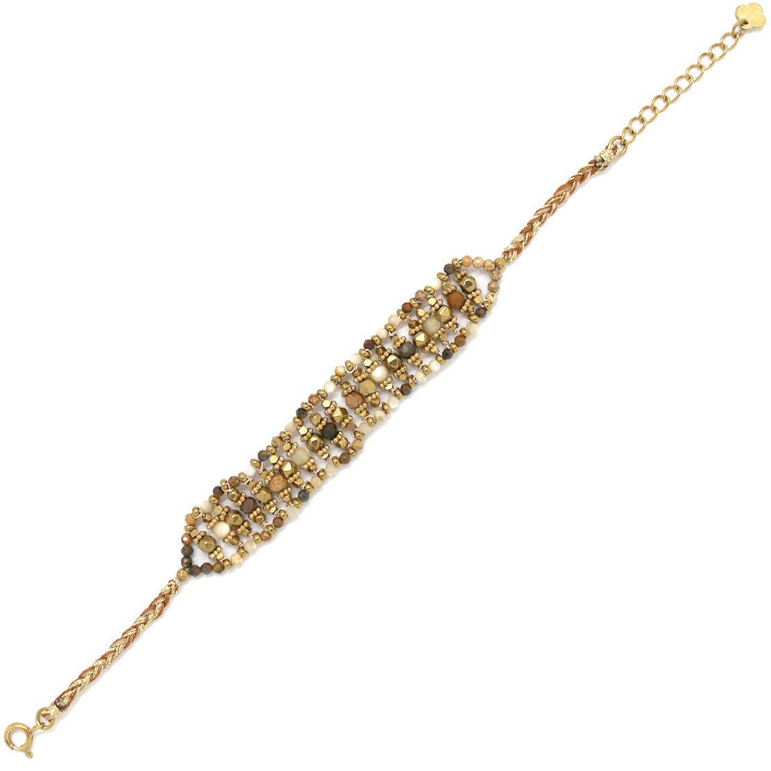 Bracelet « Manchette Tressé – Jaspe Paysage »