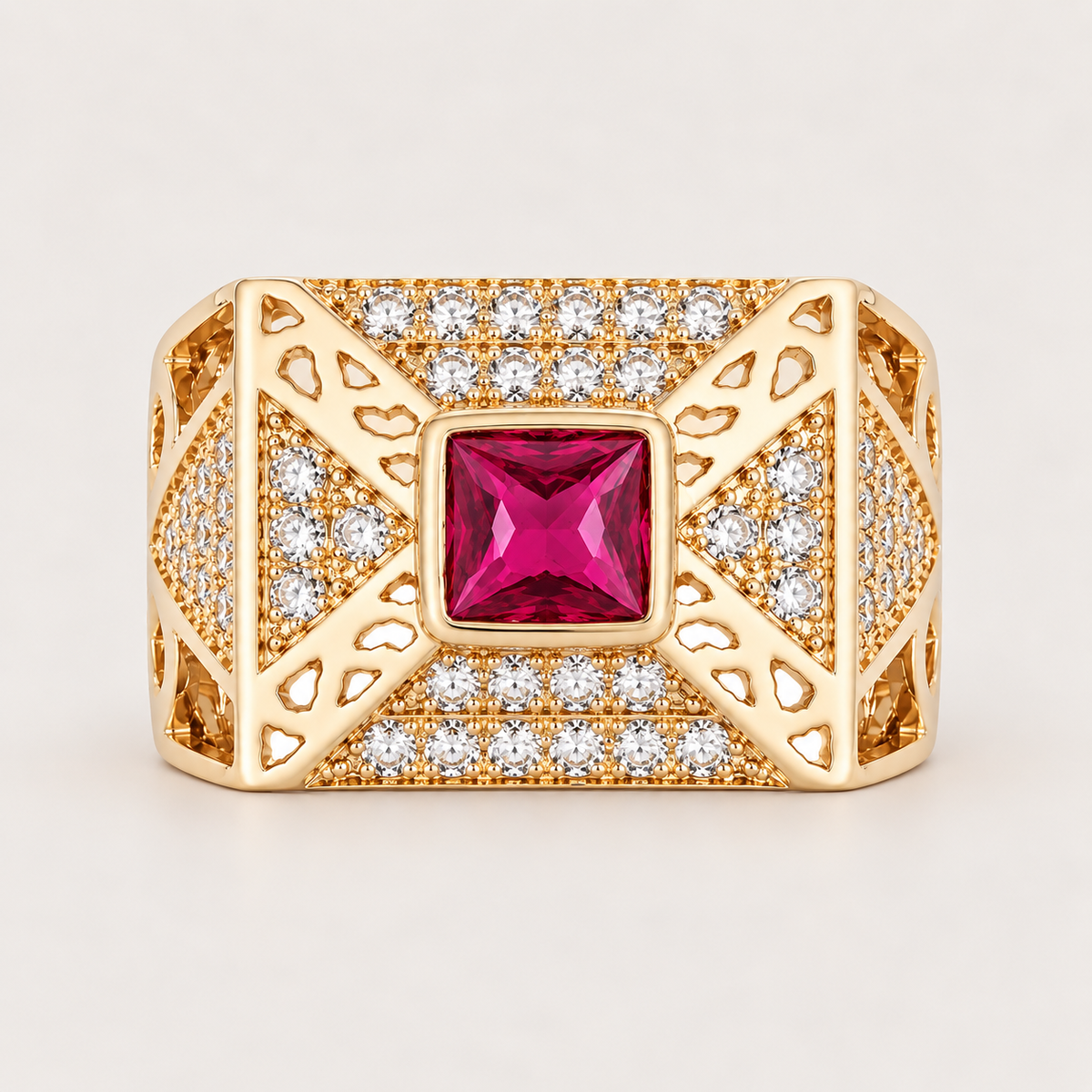 Bague « Chevalière Statement » plaqué or