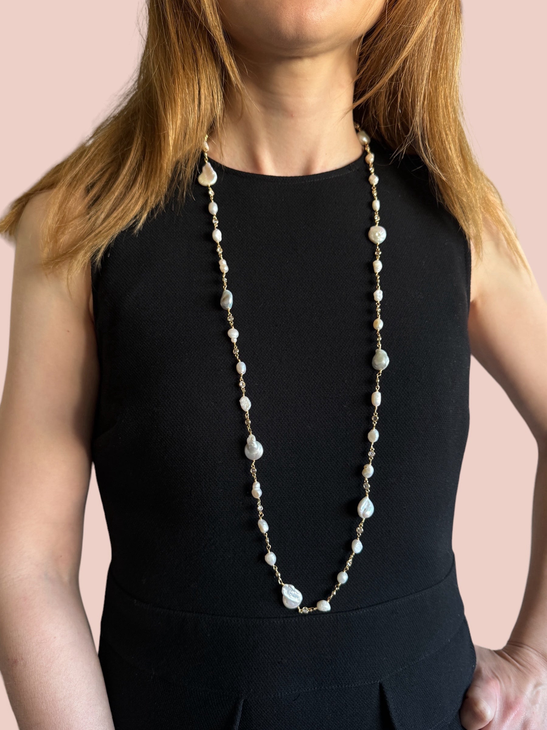 “Freshwater pearl long necklace”