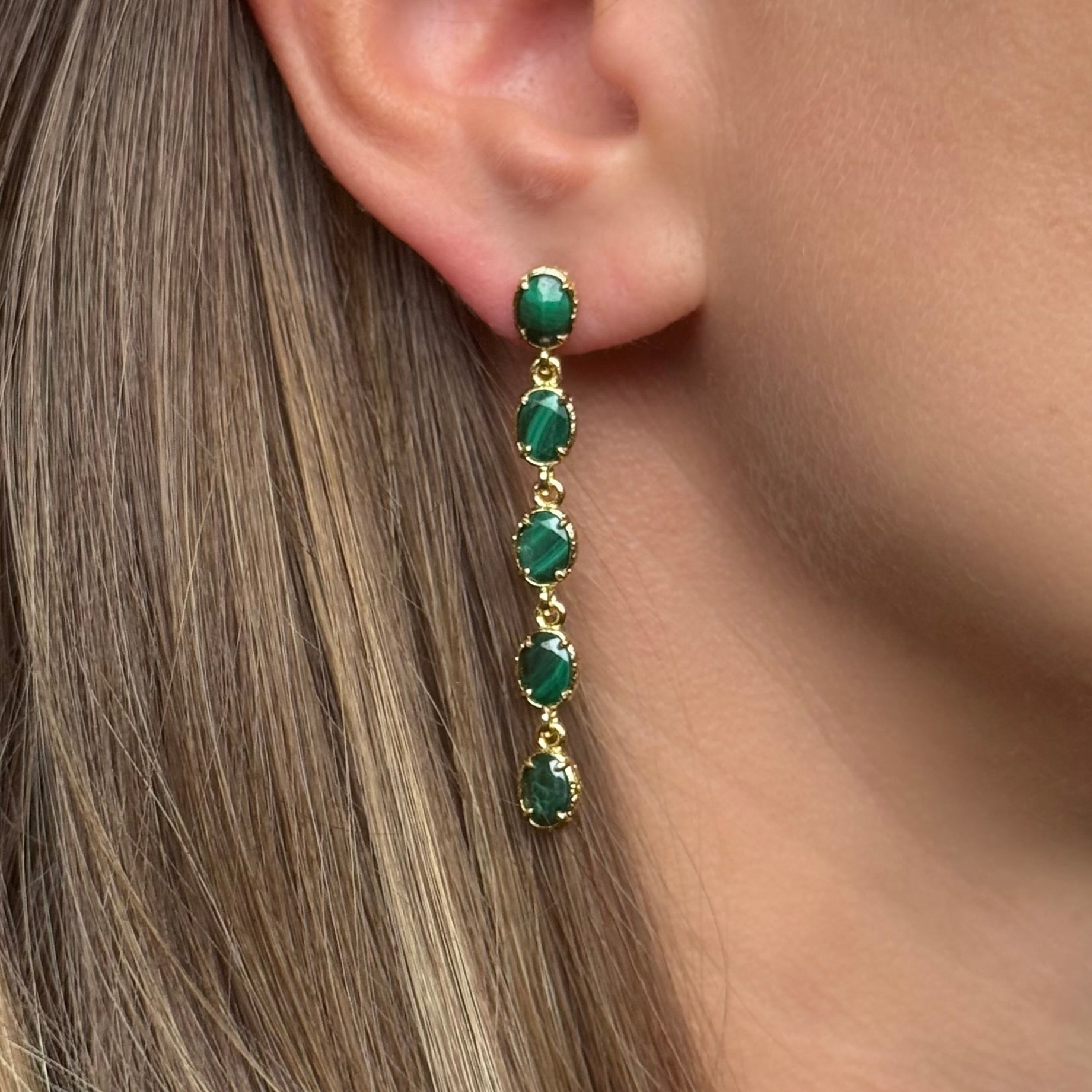 Boucles d'oreilles pendantes "Malachite"
