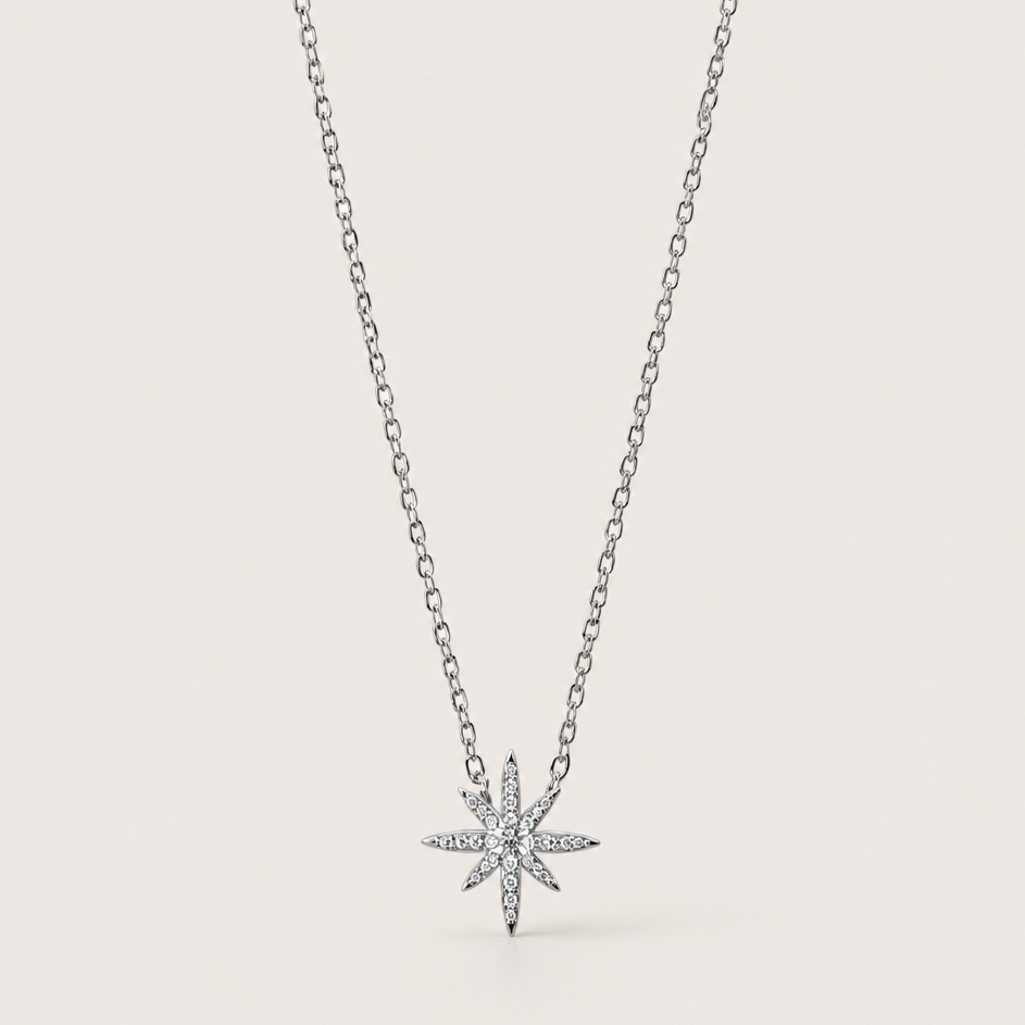 Collier "Étoile polaire" argent 925 rhodié