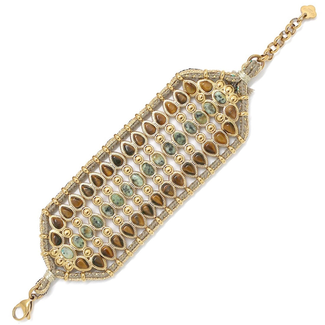 Bracelet « Manchette Œil de Tigre & Turquoise Africaine »