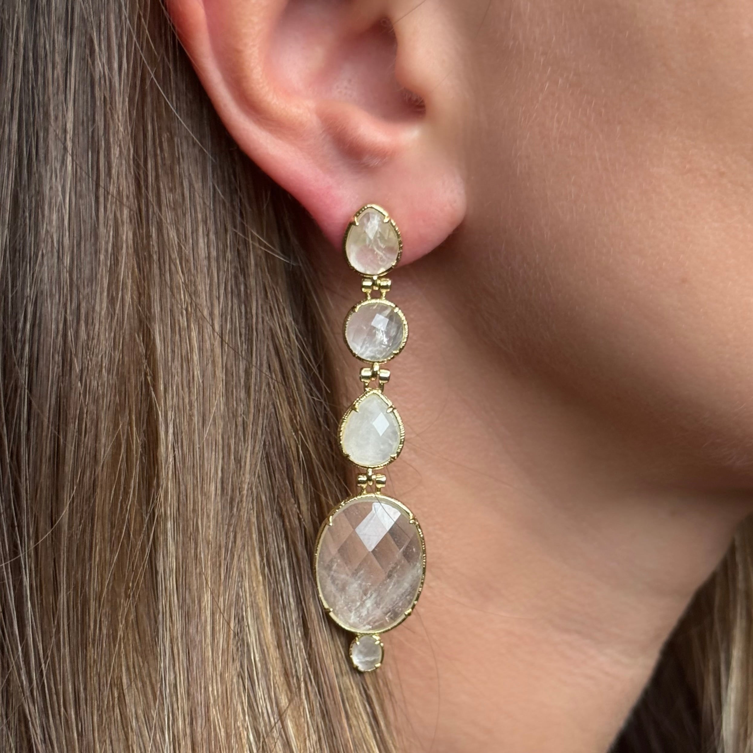 Boucles d’oreilles pendantes "Cristal de Roche"