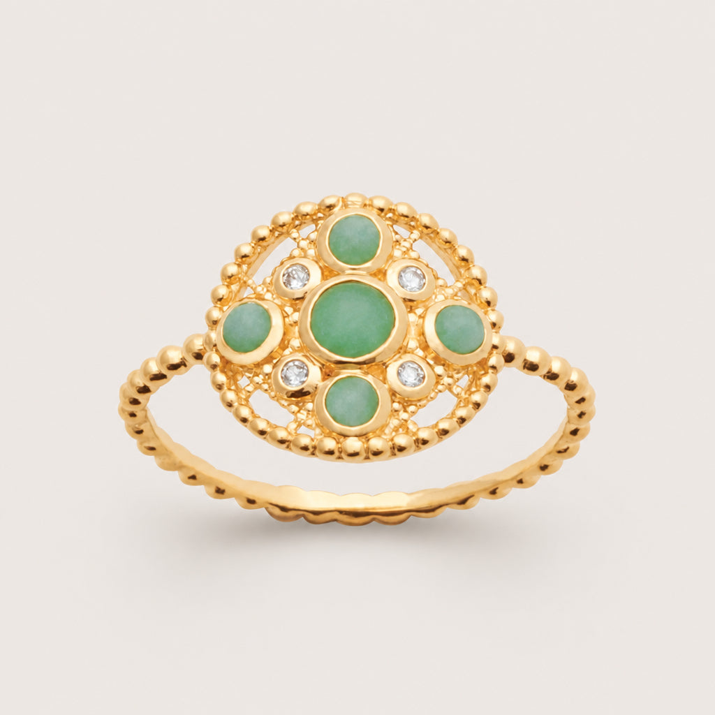 Bague « Pierre aventurine" plaqué or
