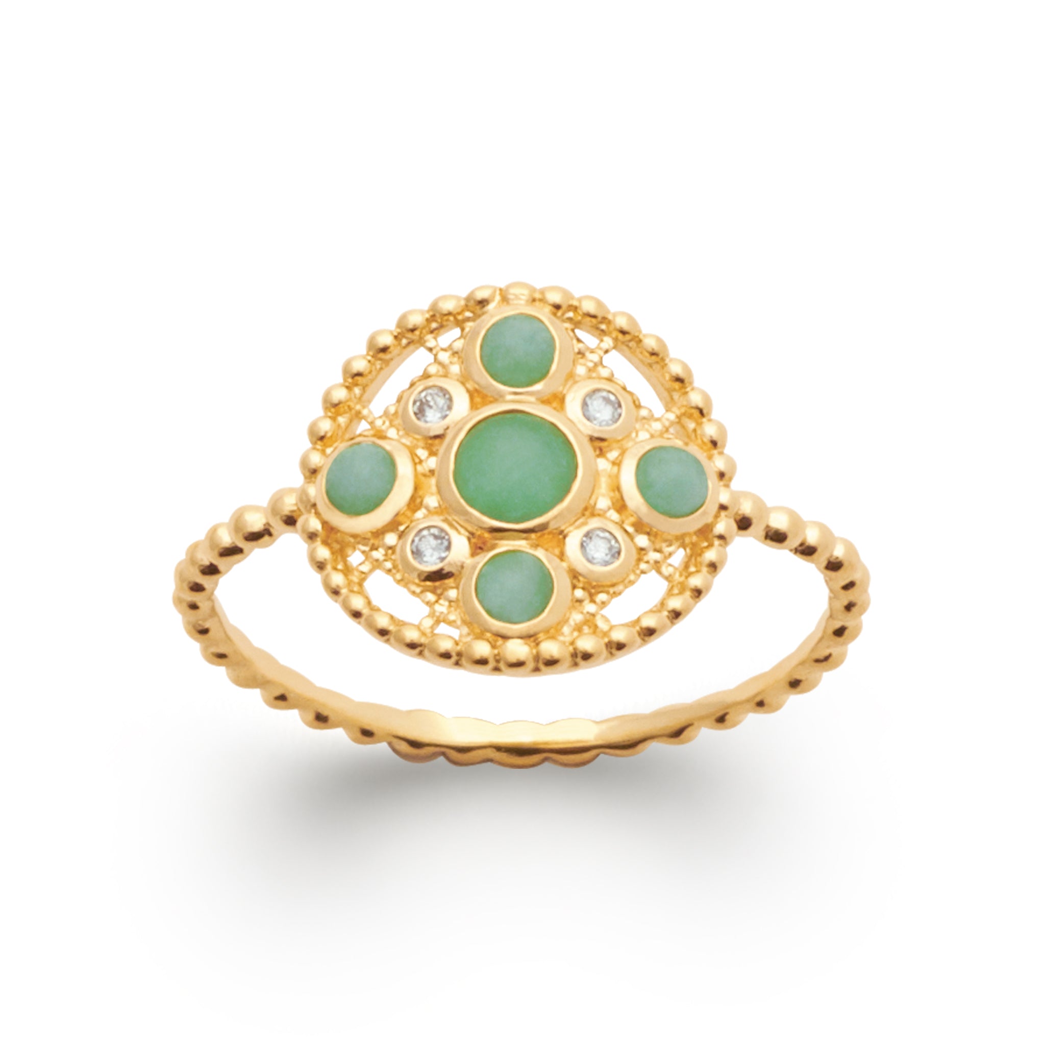 Bague « Pierre aventurine" plaqué or