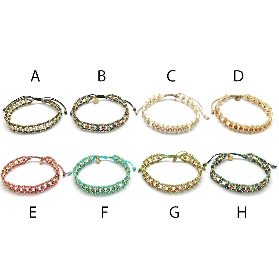 Bracelet Double Lignes – Perles & Strass Ronds