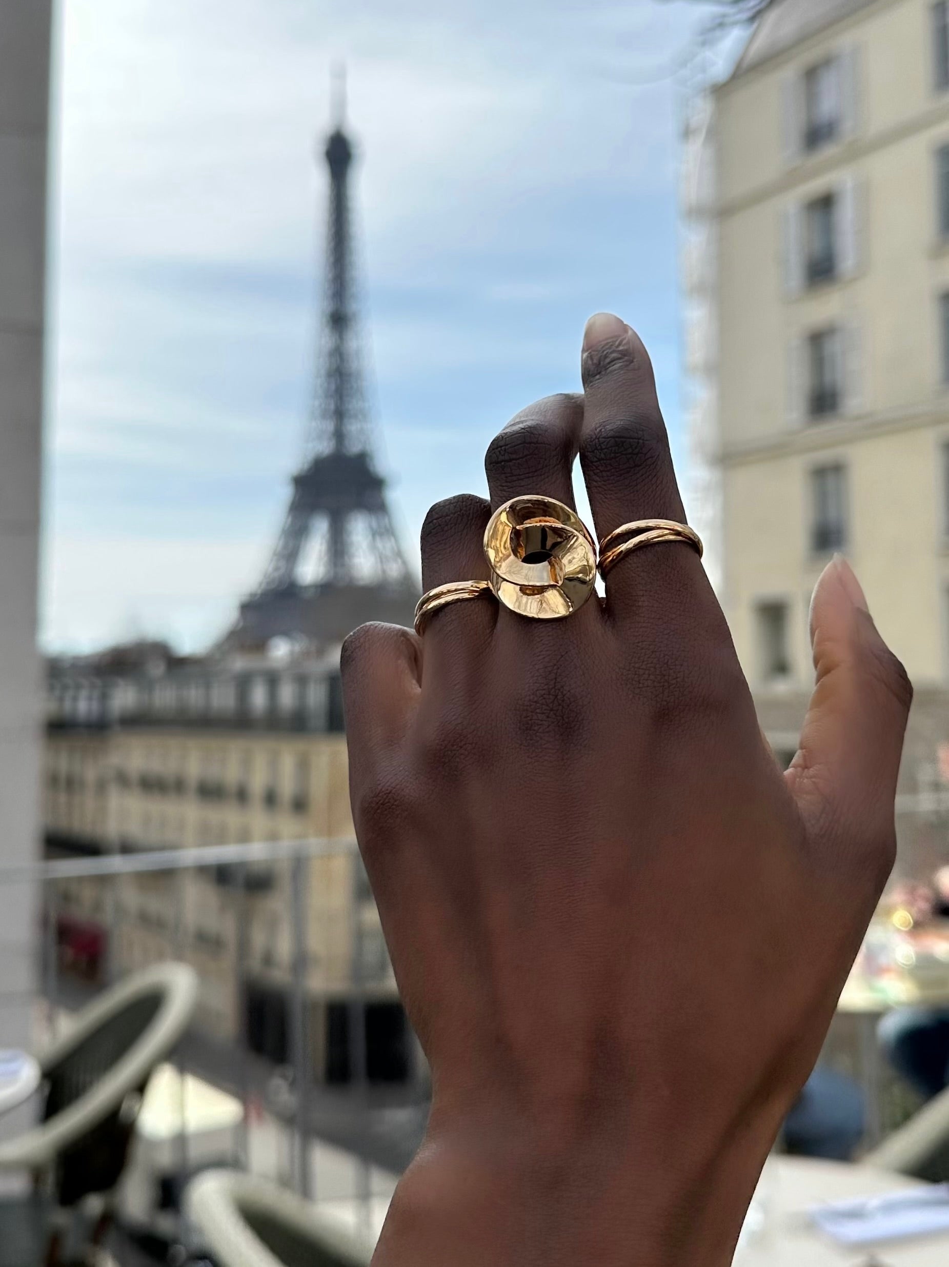 Bague « Sculpturale contemporaine » plaqué or