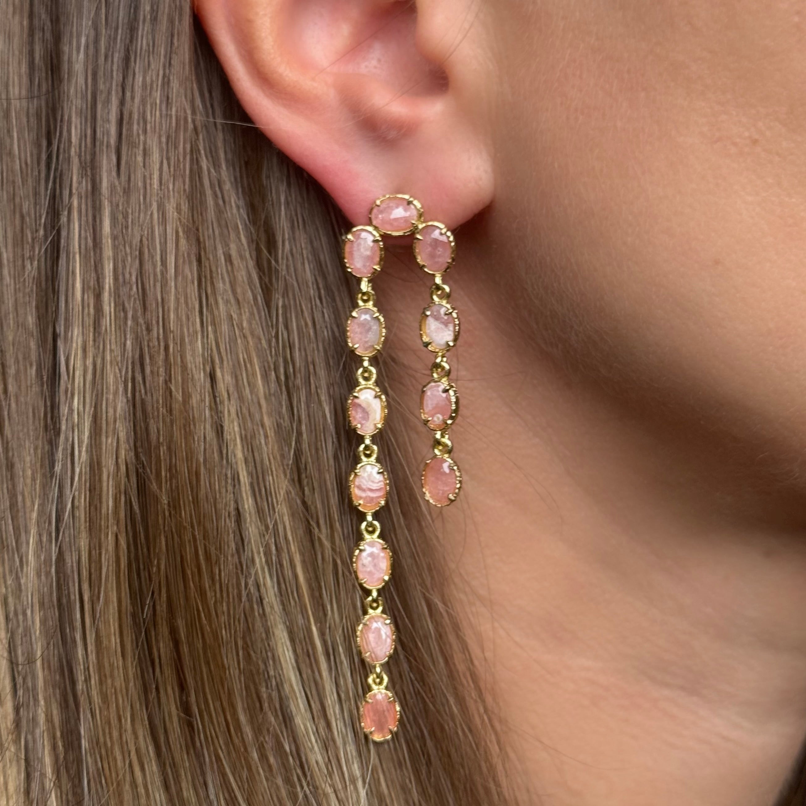 Boucles d’oreilles "Cascade" Rhodonite d'Argentine