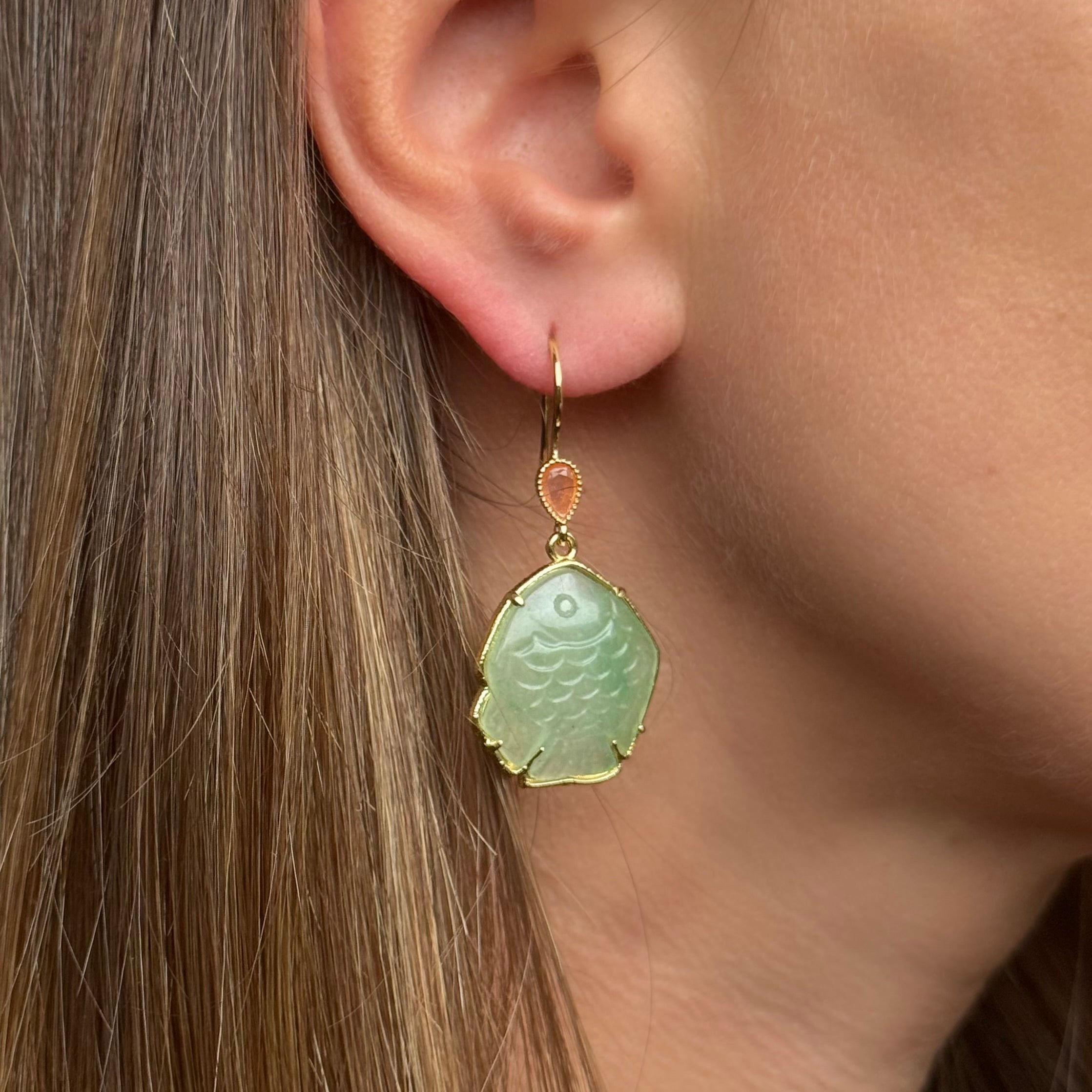 Boucles d'oreilles "Poissons" Rubis Zoïsite et Rhodonite