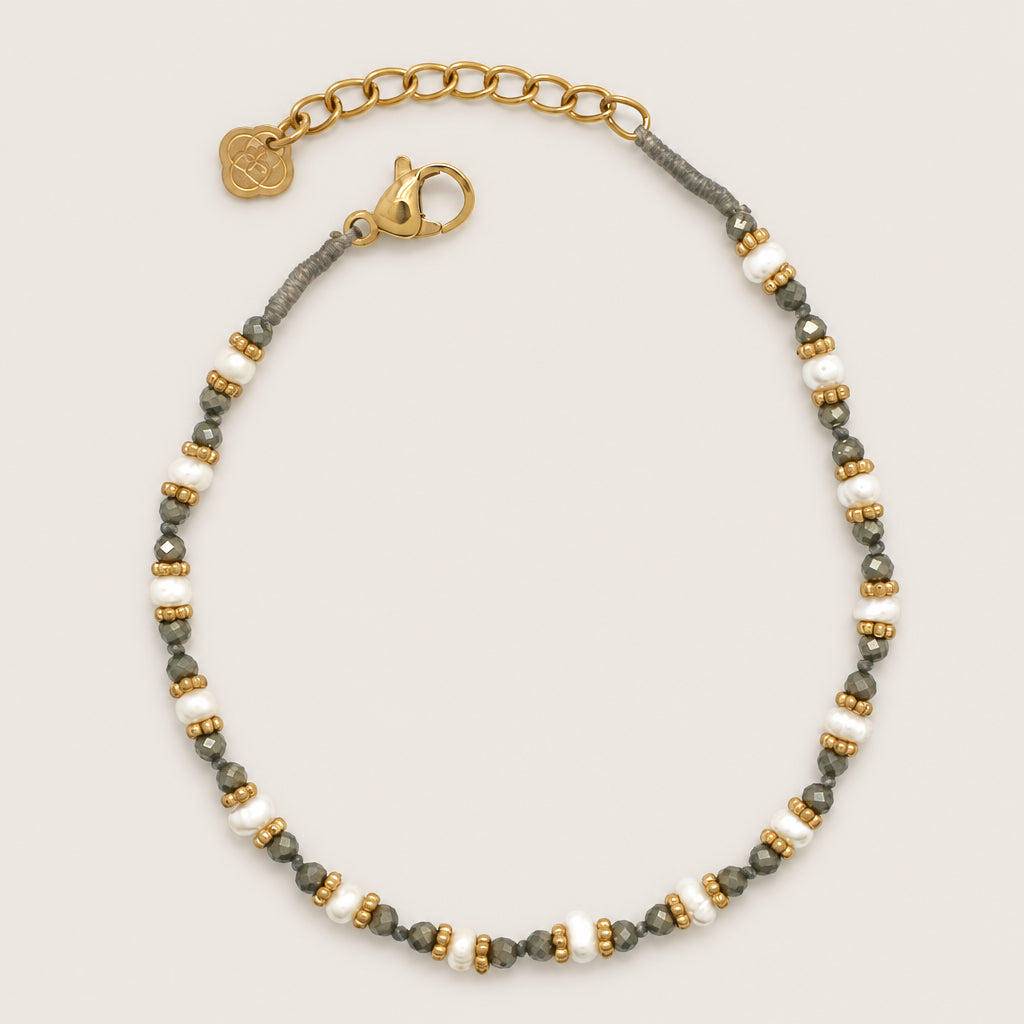 Bracelet « Pyrite et perles d’eau douce »