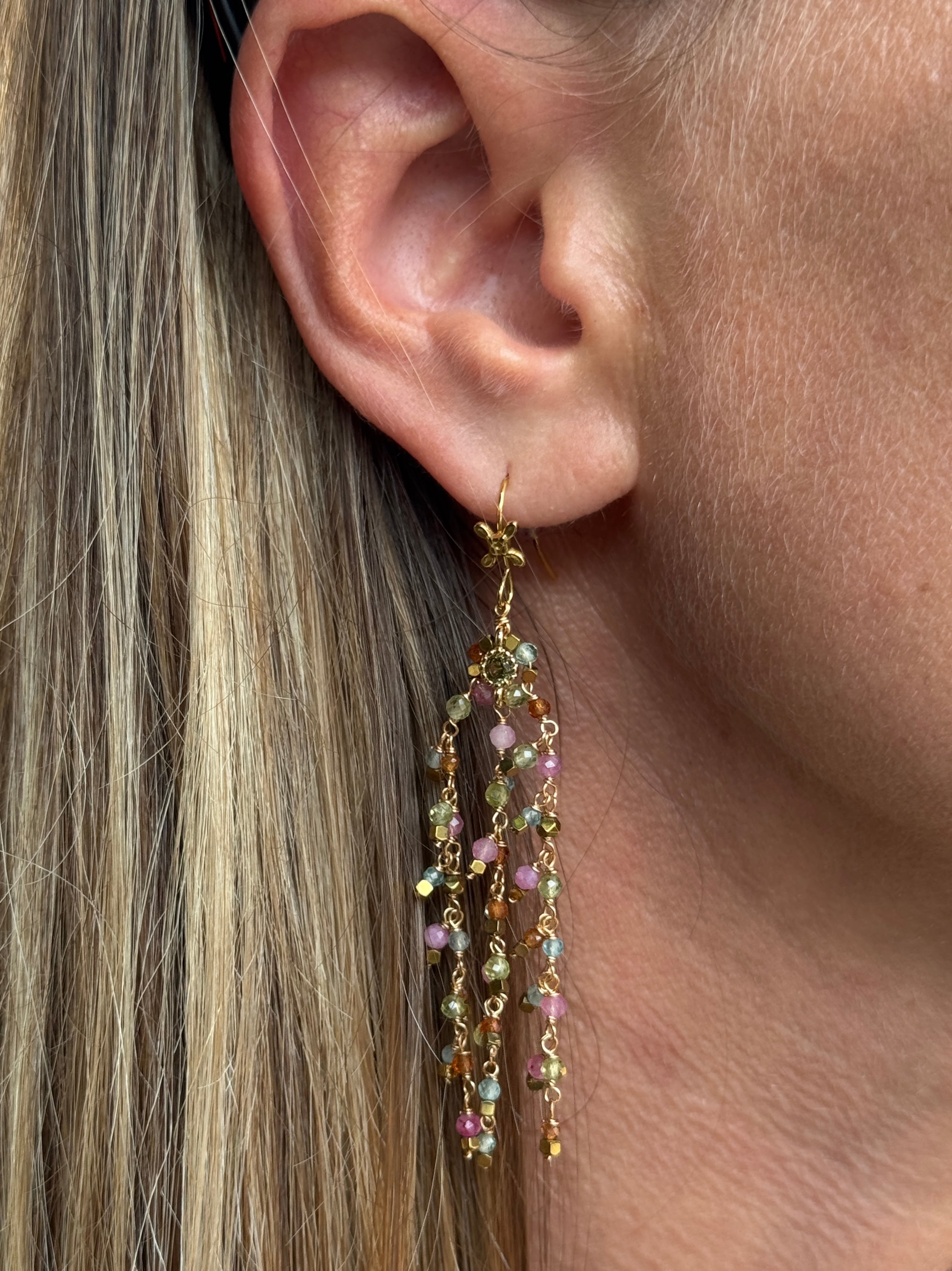 Boucles d’oreilles en « pierres fines multicolores »