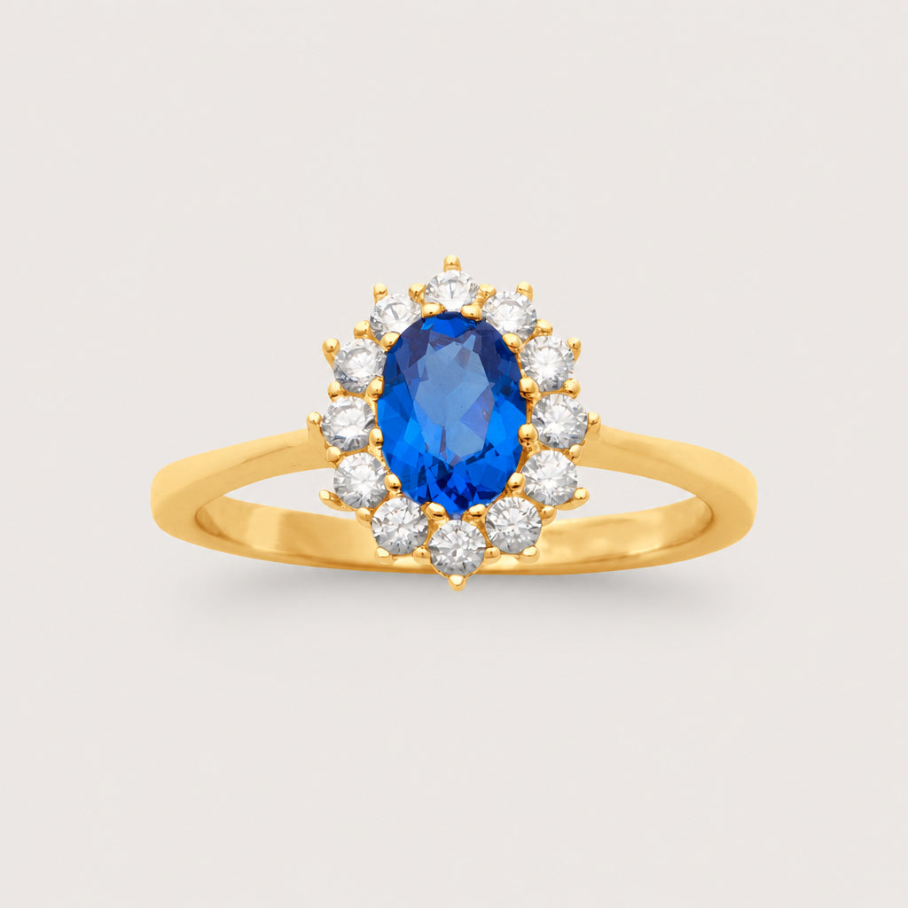 Vergoldeter „Saphirblau“-Ring