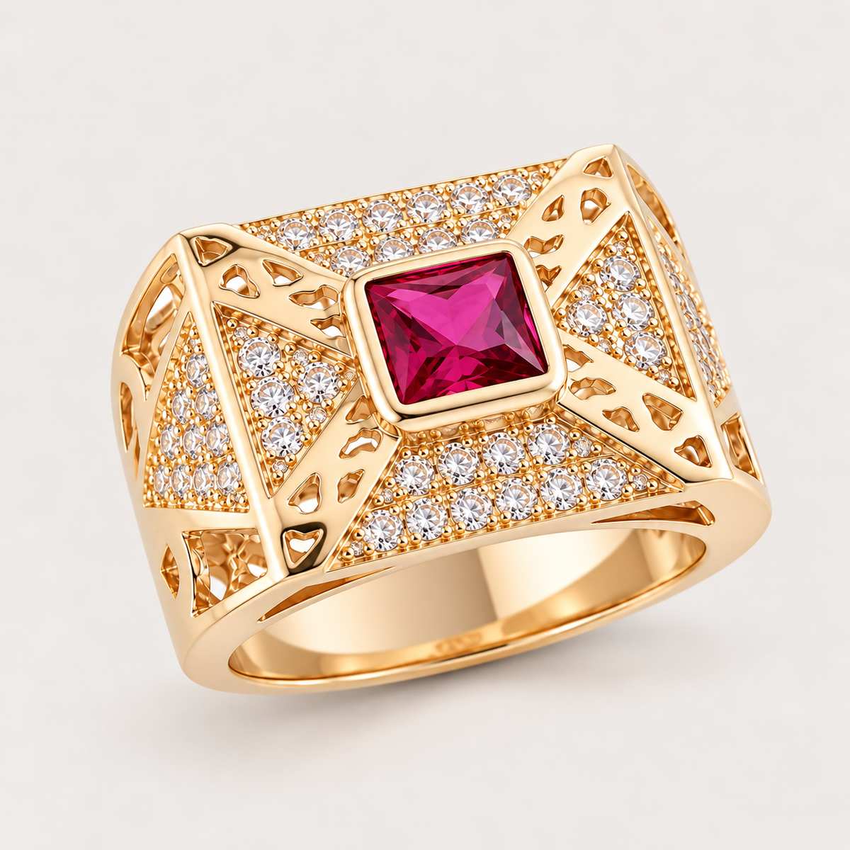Bague « Chevalière Statement » plaqué or