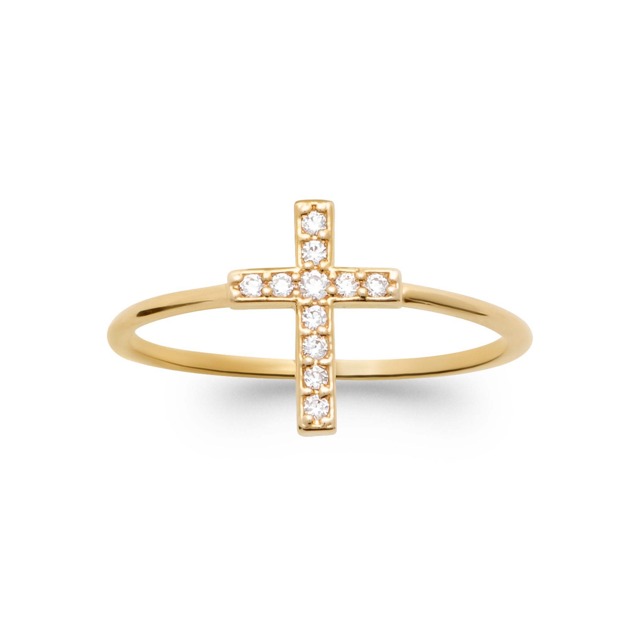 Bague « Croix sertie » plaqué or