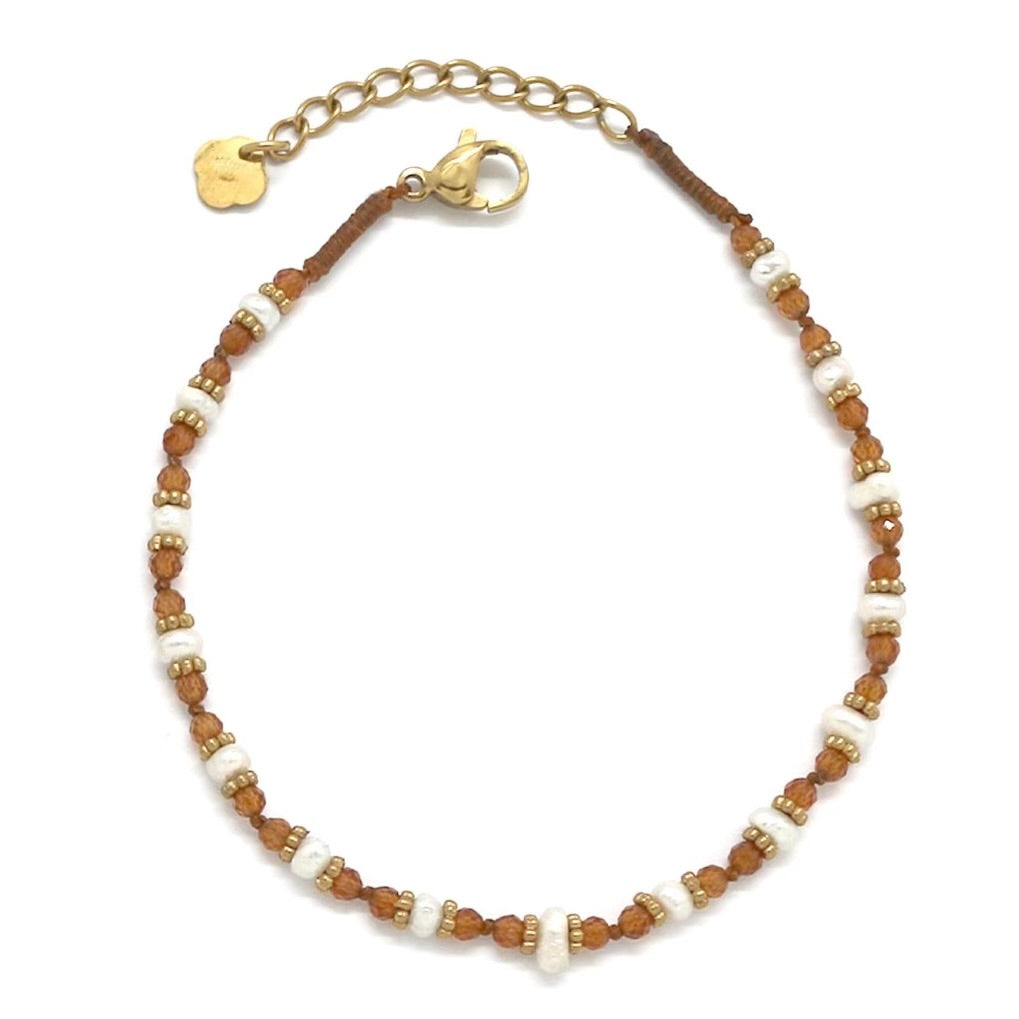 Bracelet « Grenat orange et perles d’eau douce »