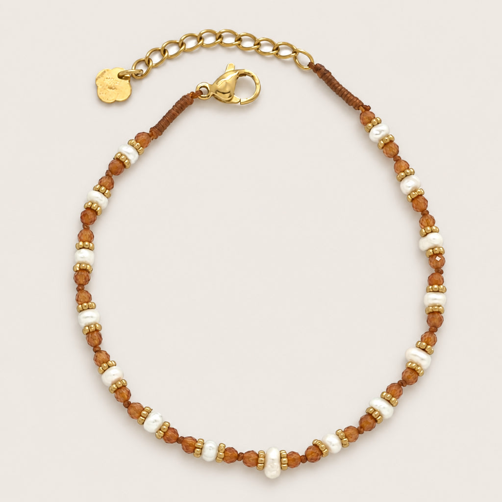 Bracelet « Grenat orange et perles d’eau douce »