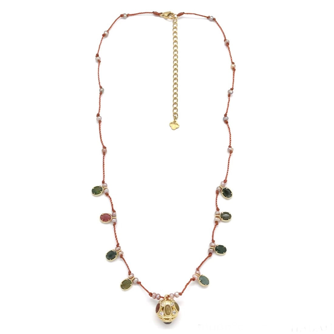 Collier fil, perles d’eau douce et Tourmalines