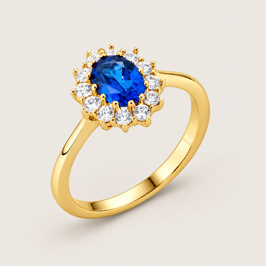 Vergoldeter „Saphirblau“-Ring