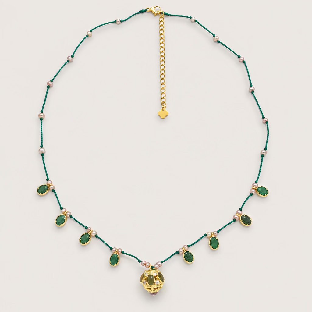 Collier fil, perles d’eau douce et Tourmalines