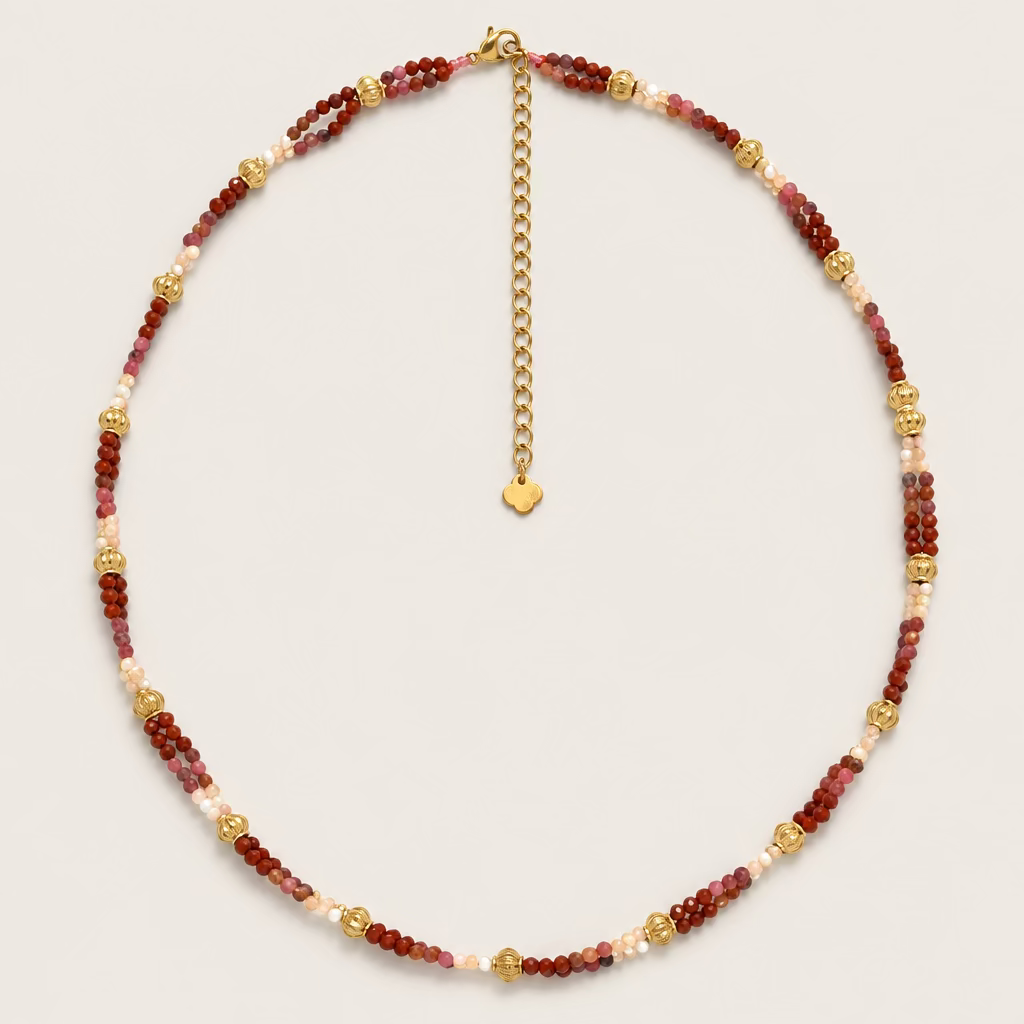 Collier « double fil perlé Arc-en-ciel »
