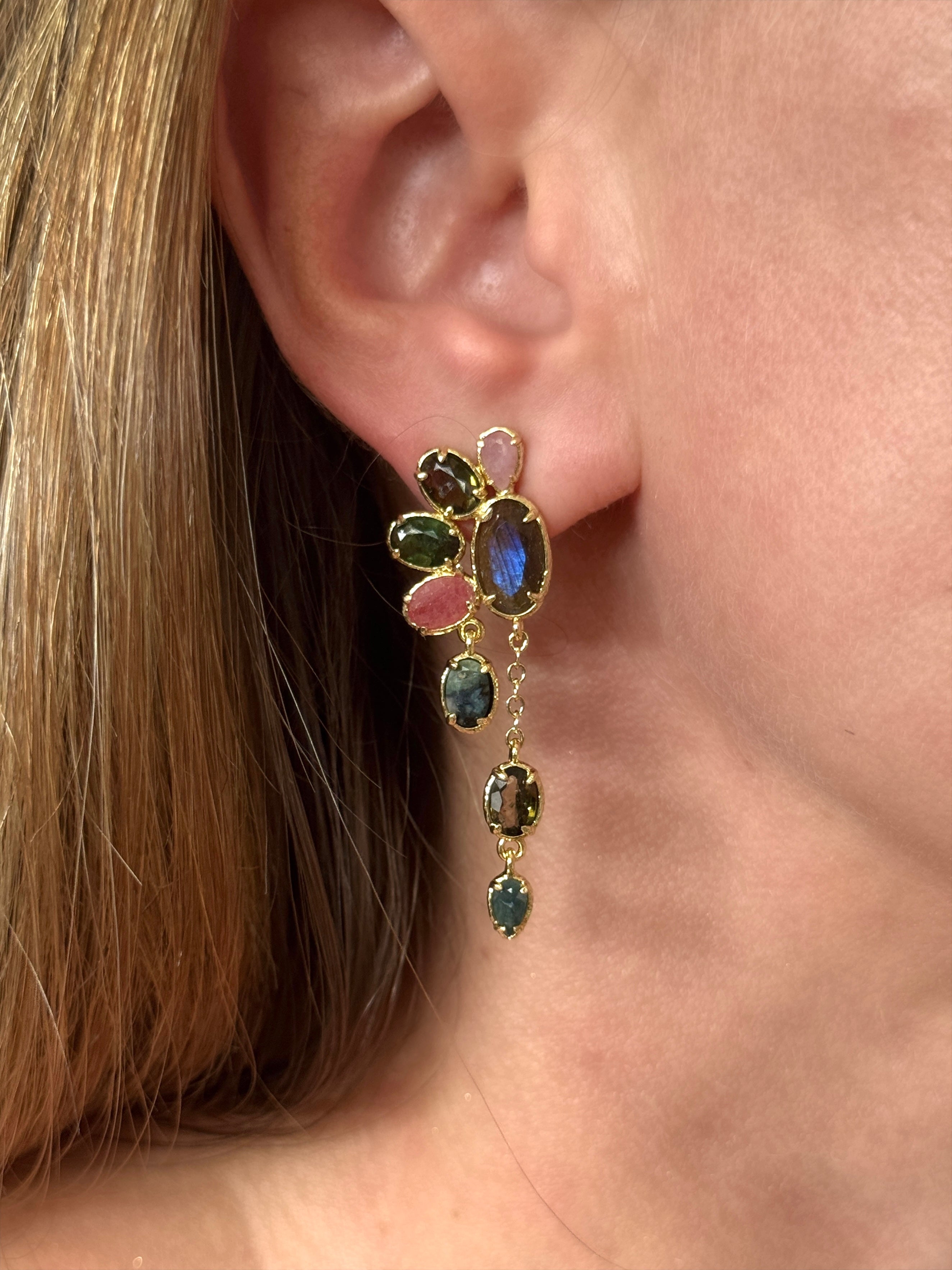 Boucles d'oreilles "Éventail Tourmaline"