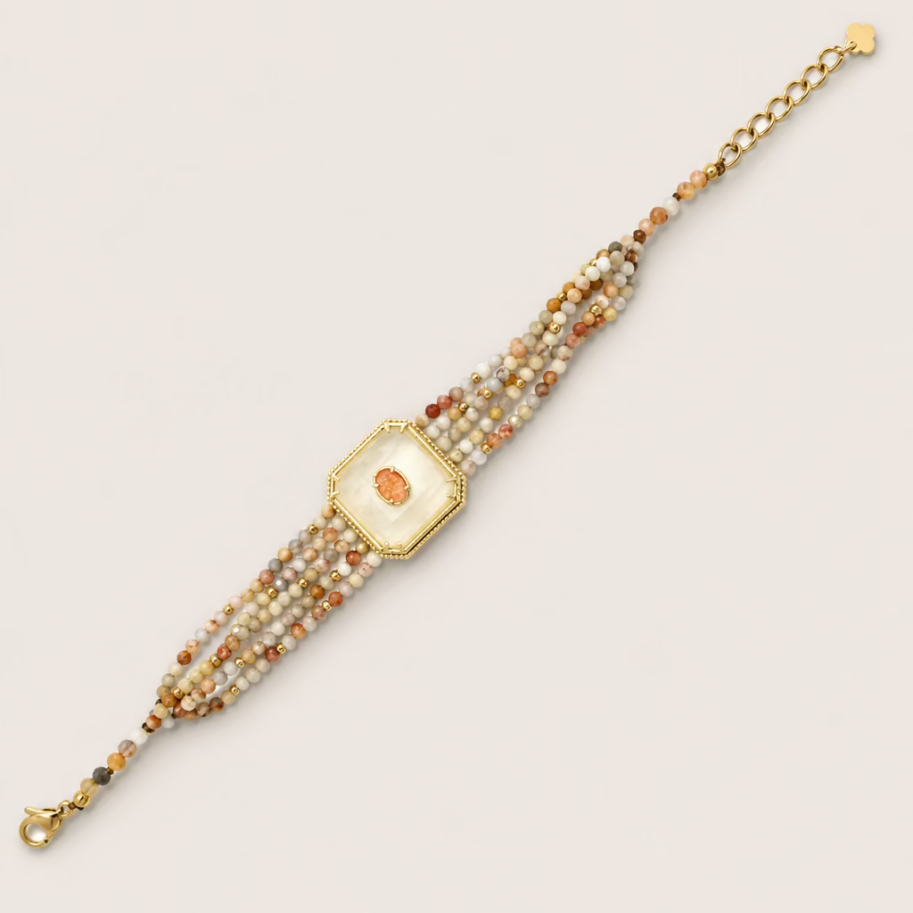 Bracelet multi-rangs et pendentif carré
