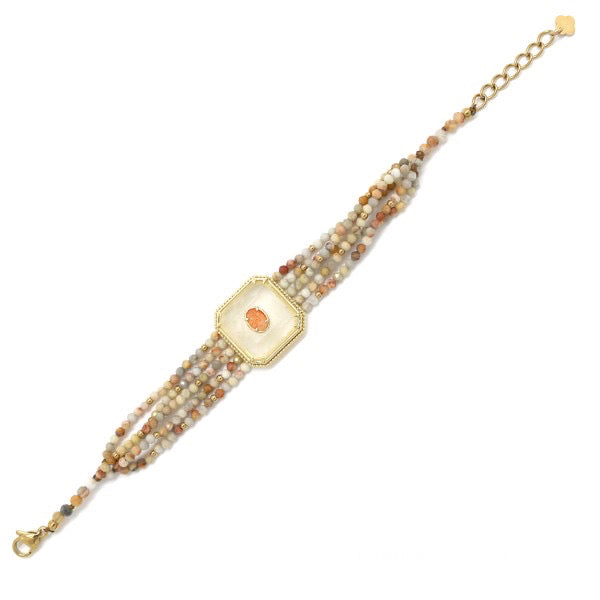 Bracelet multi-rangs et pendentif carré