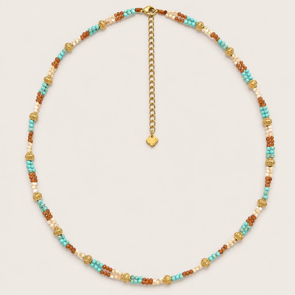 Collier « double fil perlé Arc-en-ciel »
