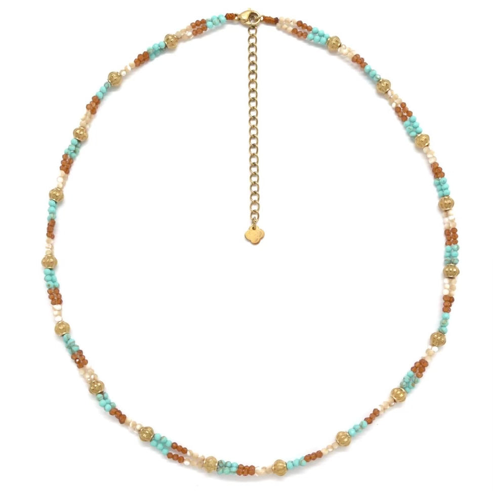 Collier « double fil perlé Arc-en-ciel »