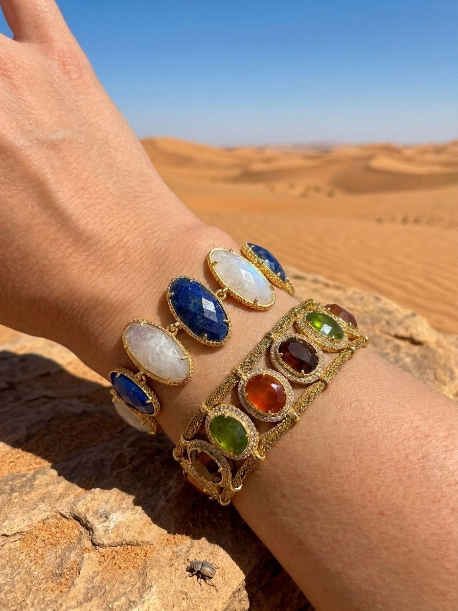 Bracelet "Lapis-Lazuli & Agate Blanche"