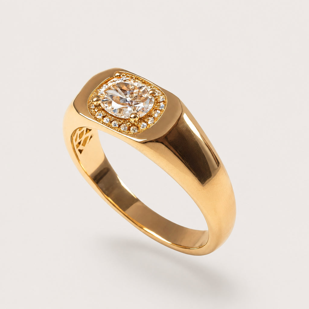 Bague de petit doigt « Sertie » plaqué or