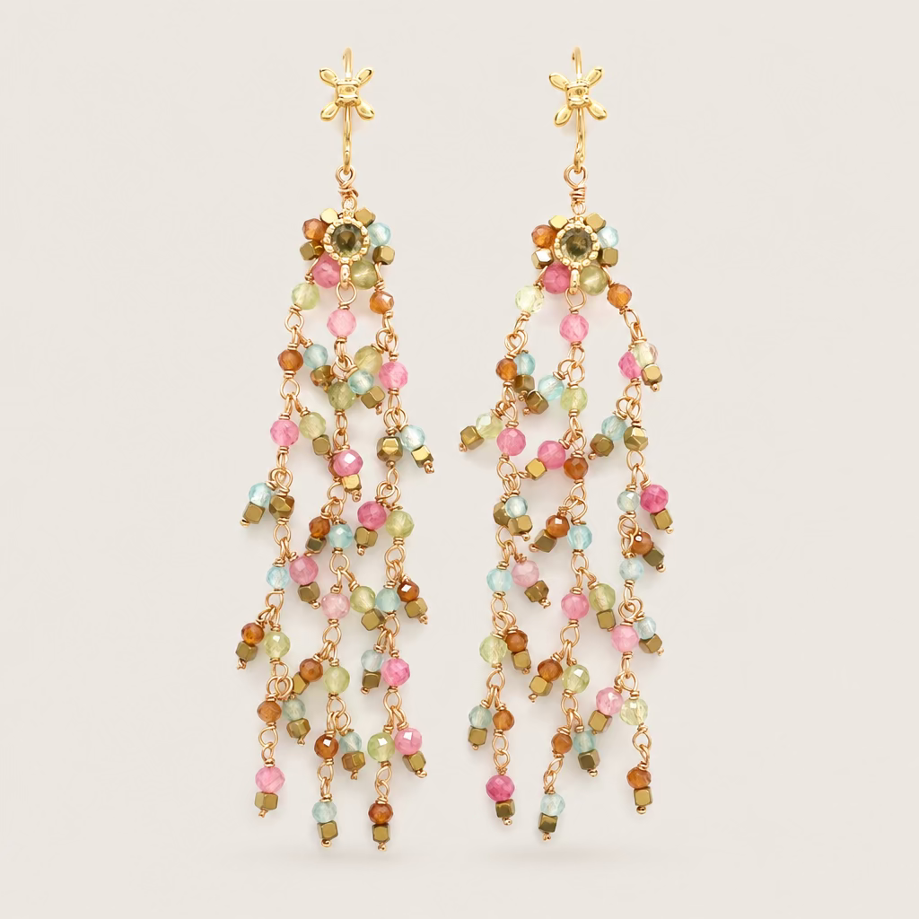 Boucles d’oreilles en « pierres fines multicolores »