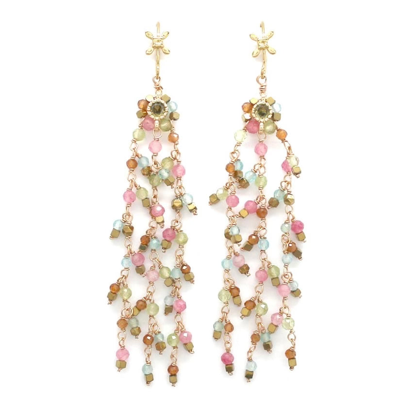 Boucles d’oreilles en « pierres fines multicolores »