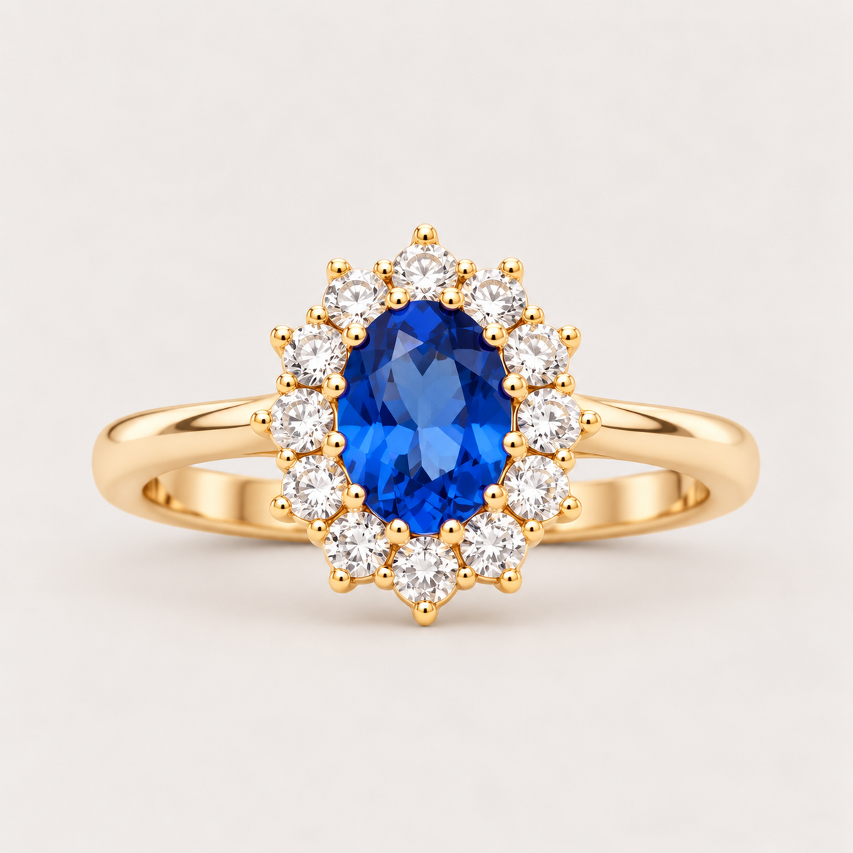 Vergoldeter „Saphirblau“-Ring