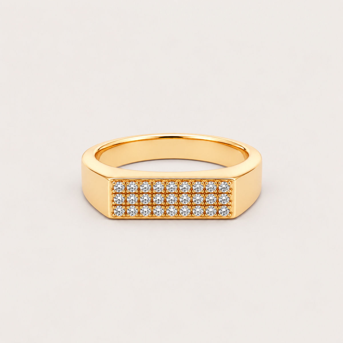 Bague de petit doigt "Chevalière sertie" plaqué or