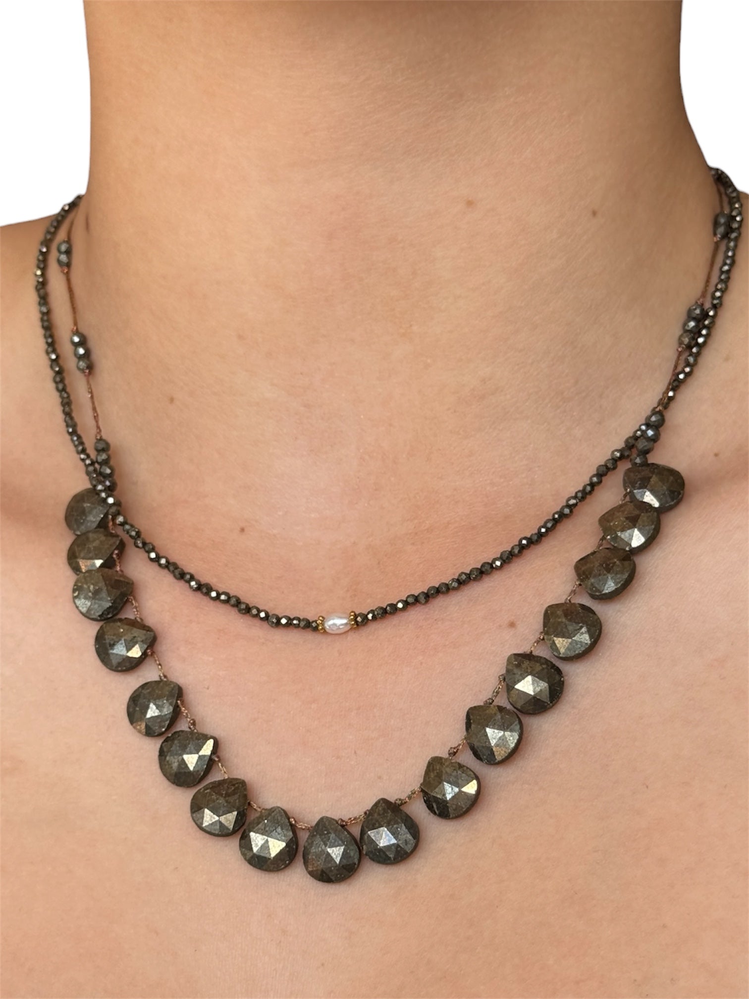 Collier « Gouttes en pyrite »