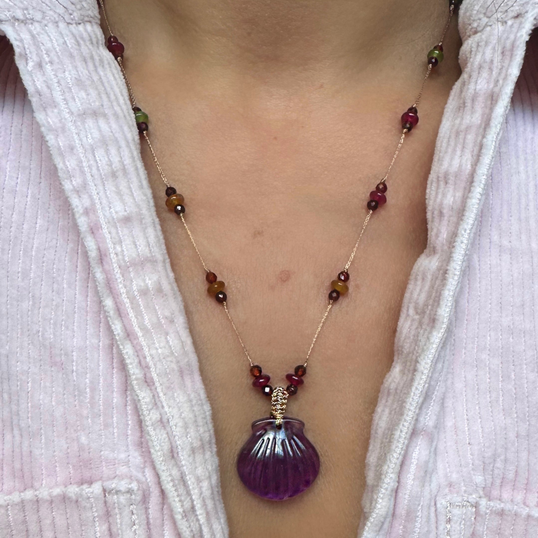 Collier Fil “Coquillage Améthyste”