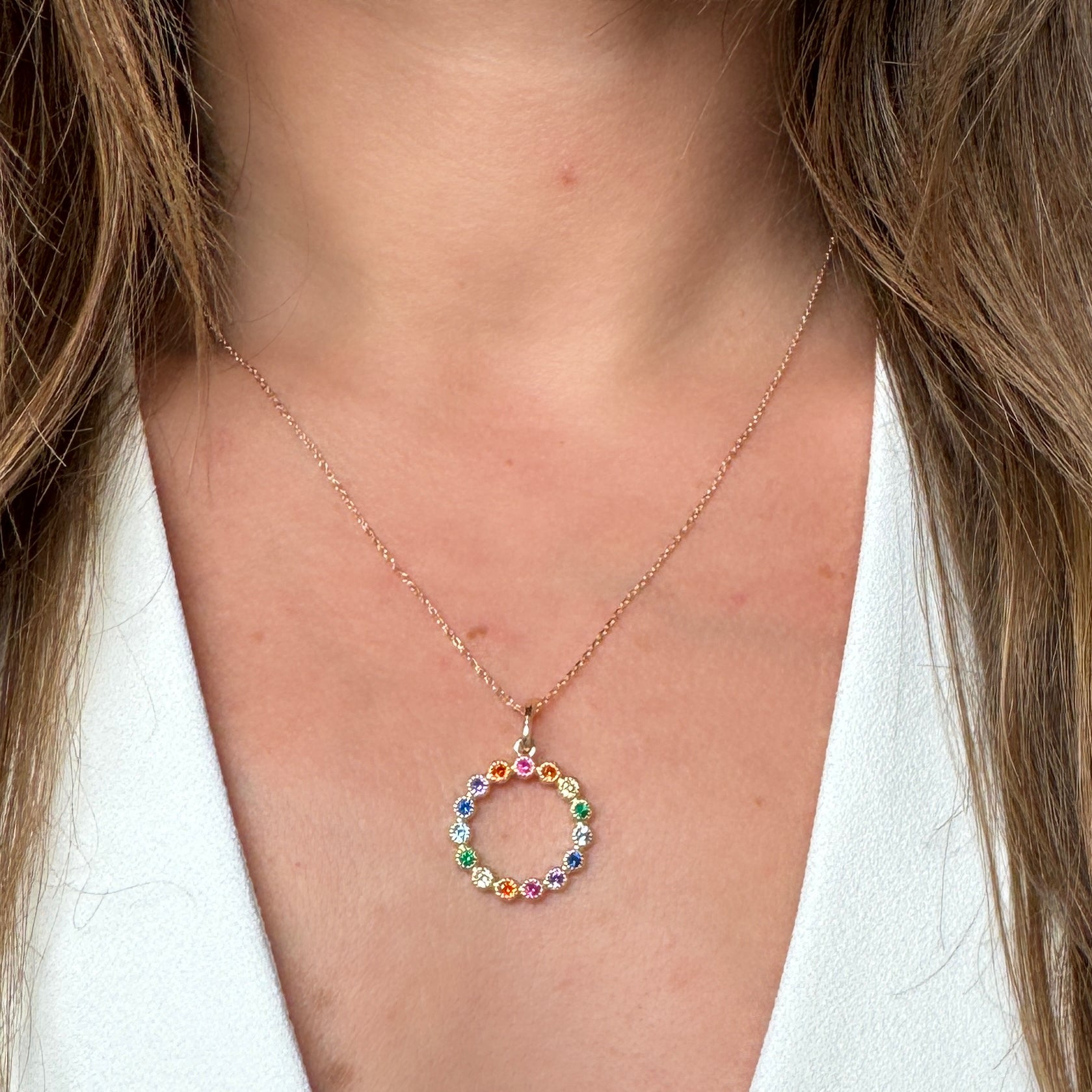 Gold-plated “Rainbow Ring” necklace