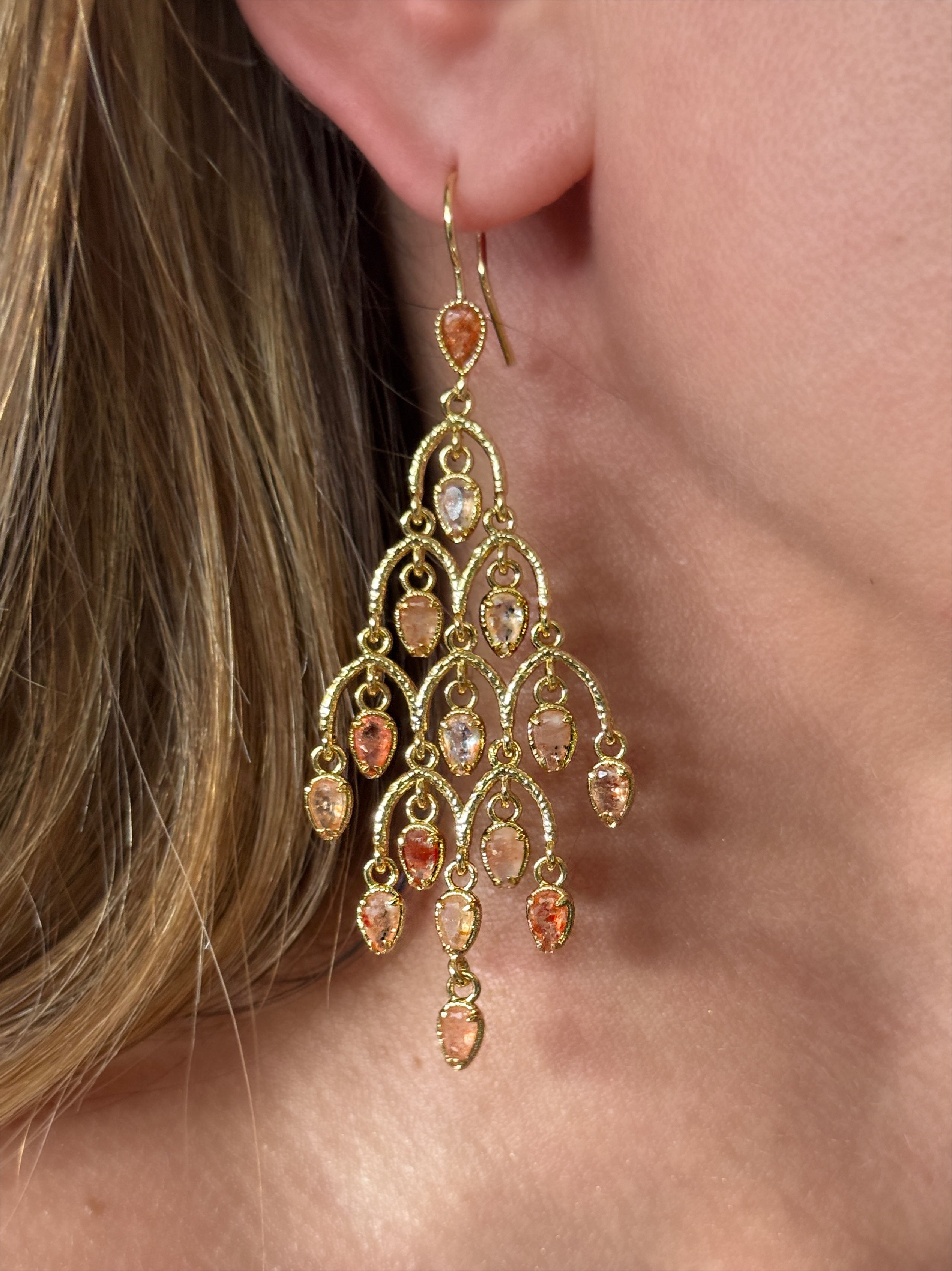 Boucles d'oreilles "Pampilles pierre de soleil"