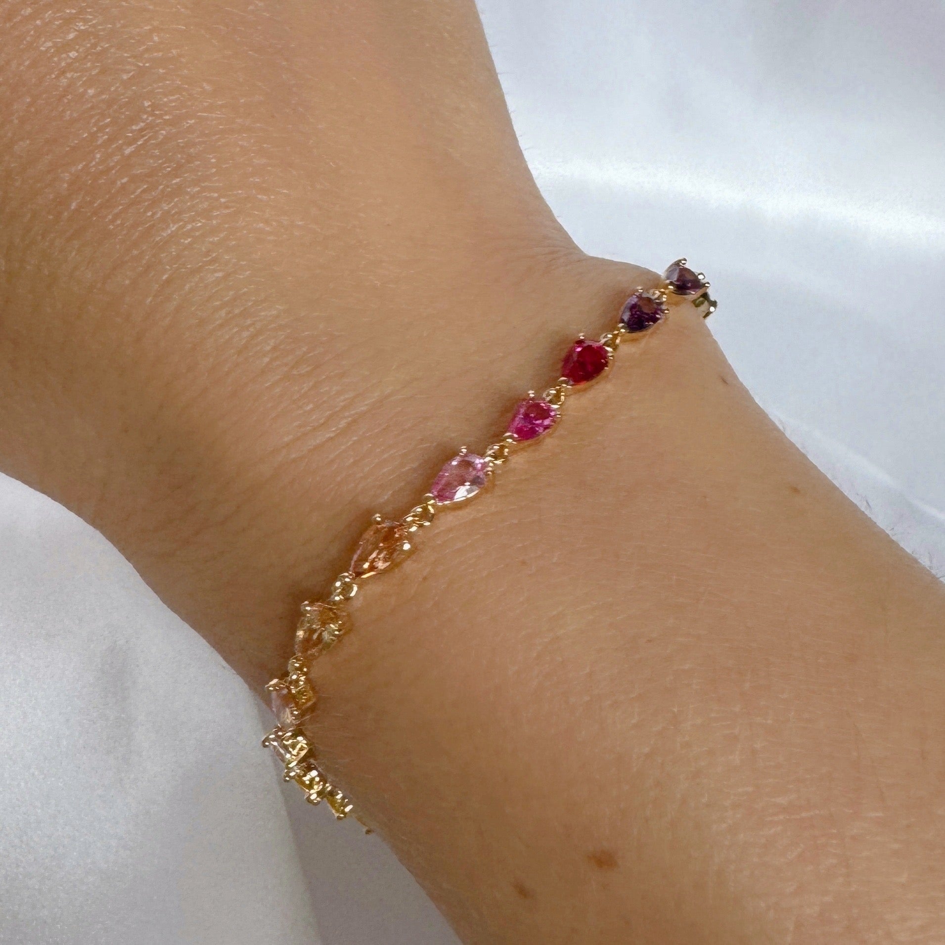 Bracelet « Gourmette arc-en-ciel » plaqué or