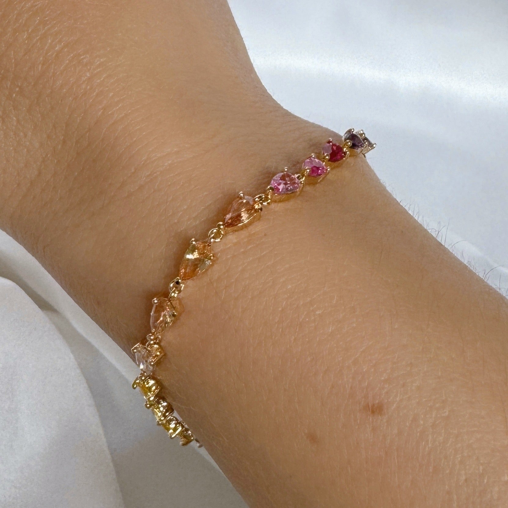 Bracelet « Gourmette arc-en-ciel » plaqué or