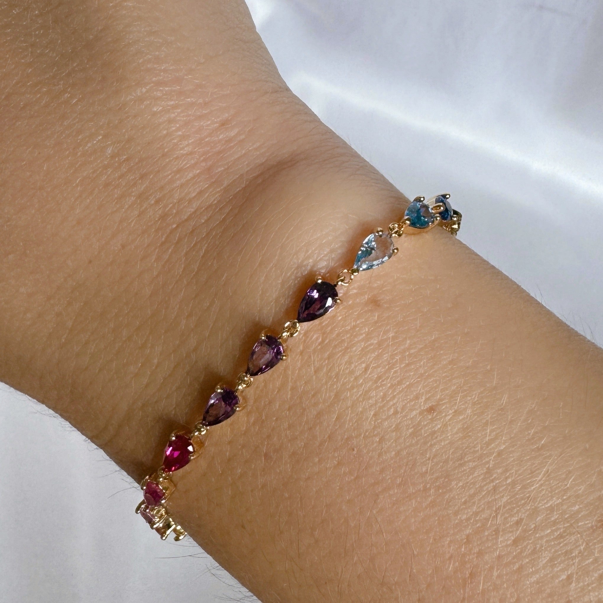 Bracelet « Gourmette arc-en-ciel » plaqué or